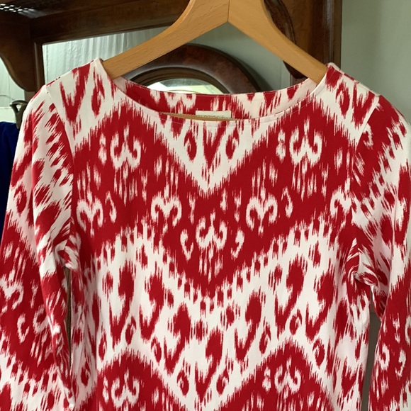 Chico’s Red & White 3/4 Sleeves Cotton Top - Picture 2 of 4